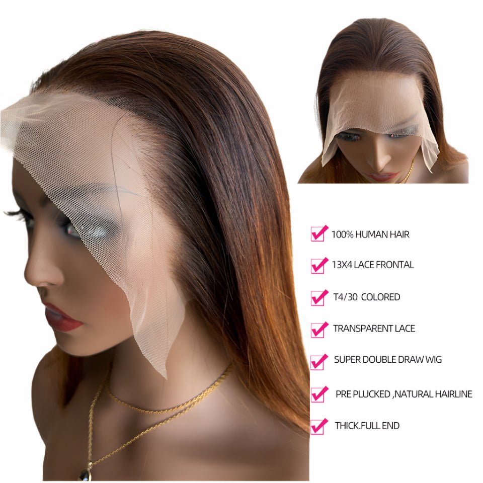 250% Double Drawn Honey Brown Wig - Human hair - HalleBeauty